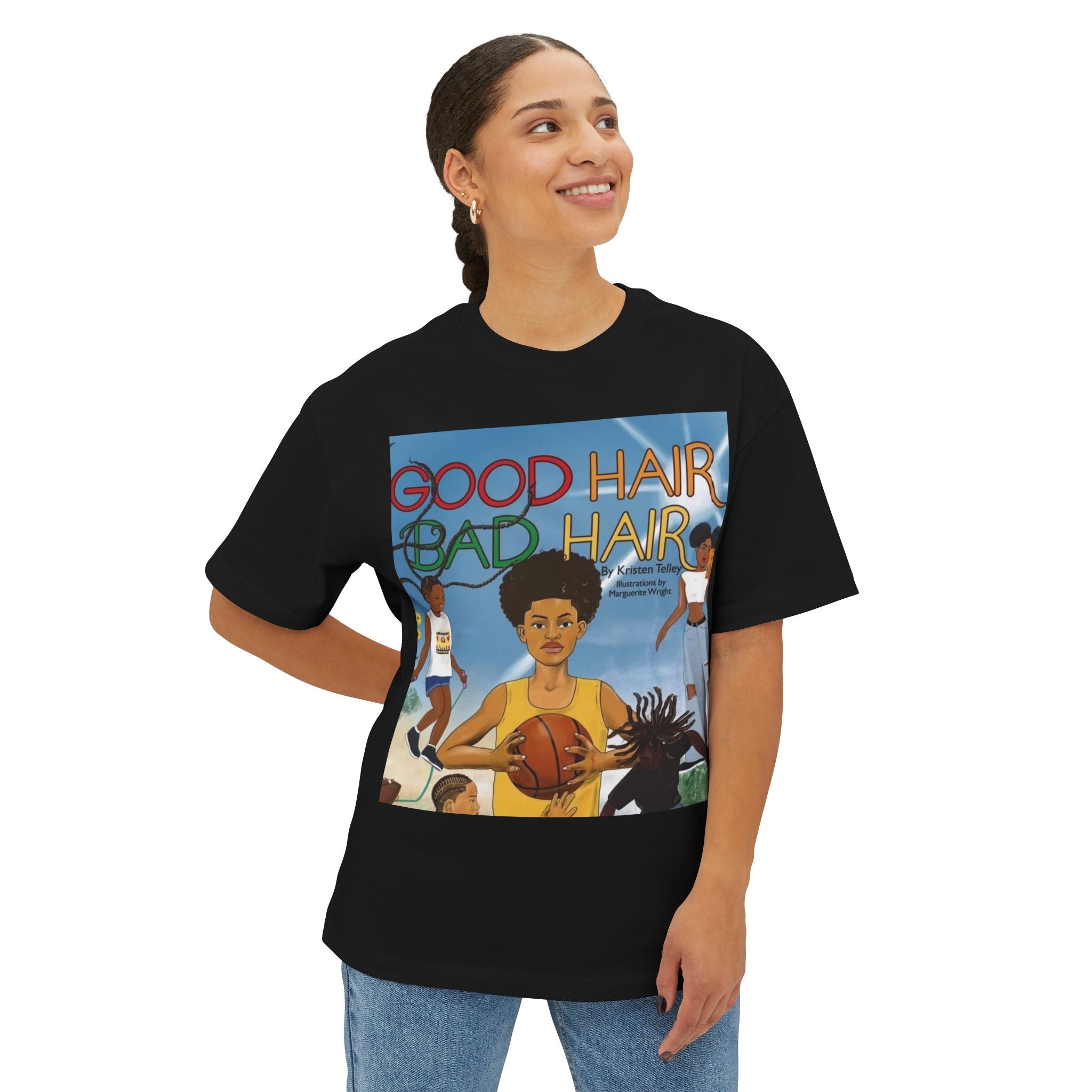Good Hair Bad Hair Basketball Tee — "Black Hair" Pride Oversized T‑Shirt